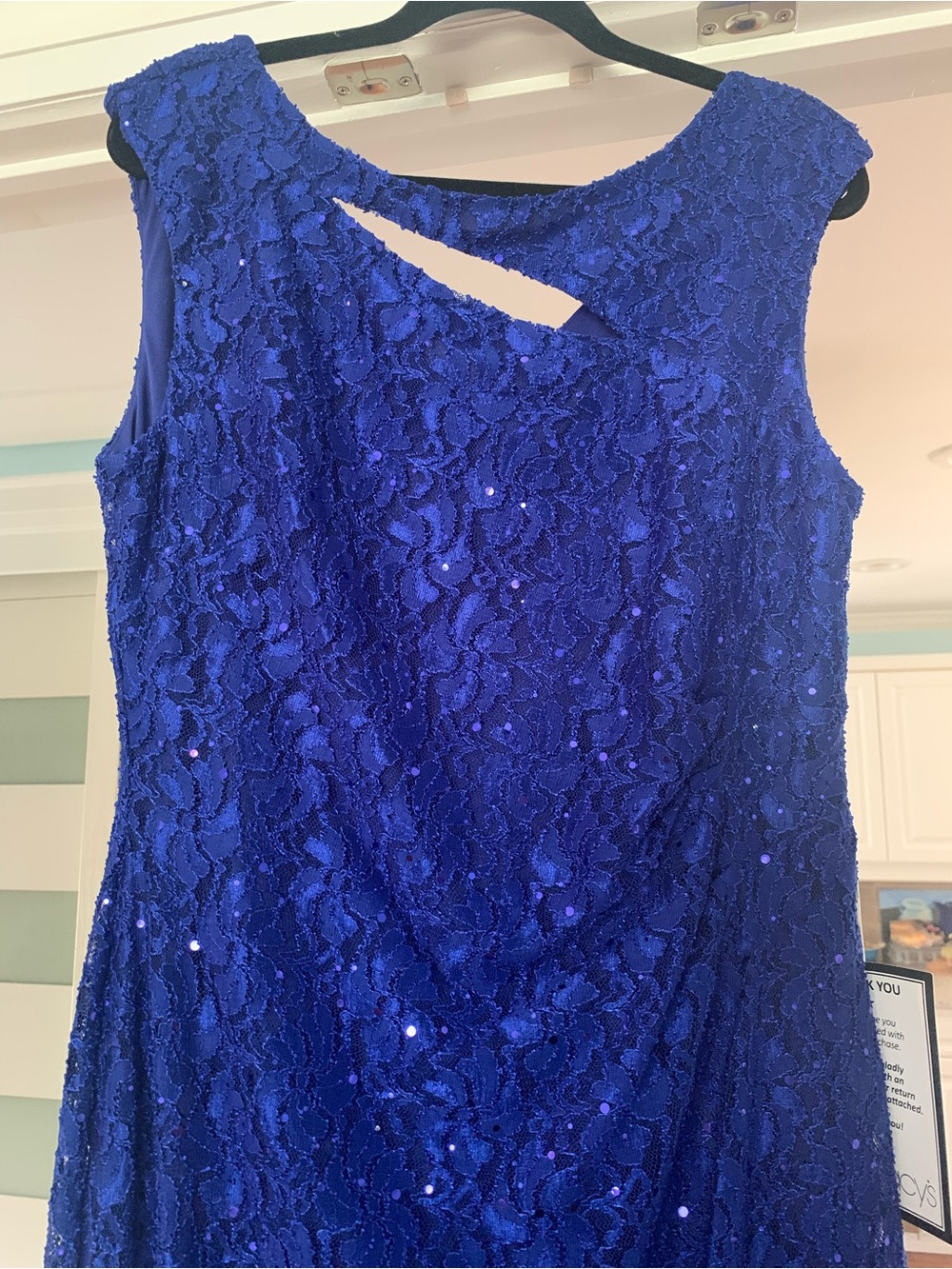 Royal Blue Lace Sequin Sleeveless Evening Gown size 14